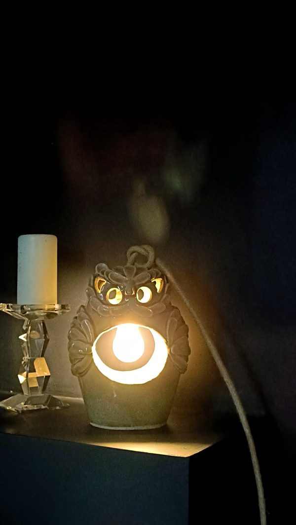 Lampe chouette en grès vernissé craquelé – Image 3